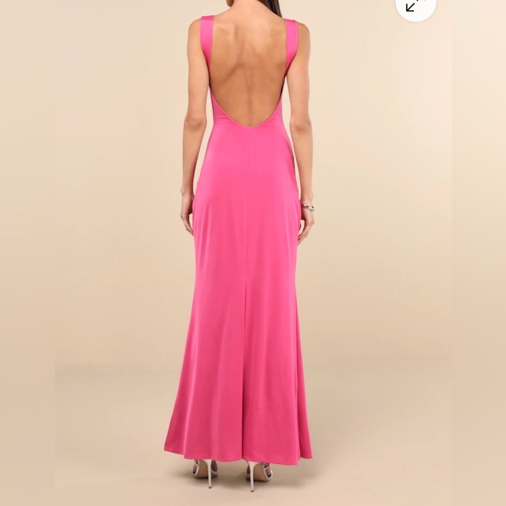 Lulu's Vibrant Fuchsia Pink Column Maxi Dress Women’s size XS - Picture 4 of 13